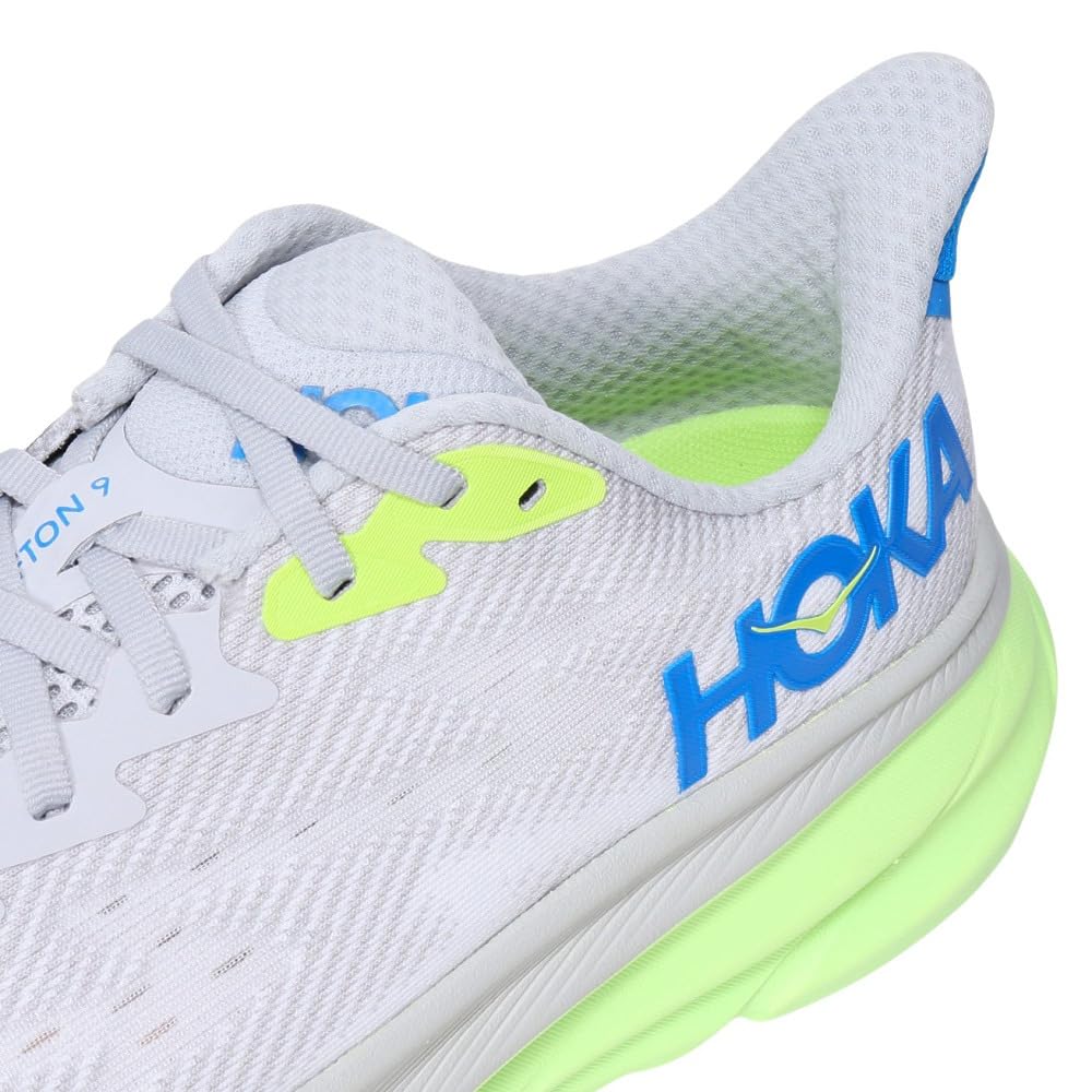 HOKA Clifton 9 Running Medium Gray with Flash Yellow Sneakers for Jogging and Walking Shoes, (1127895-STLC), (Medium Gray/Size 28.5/Men's)