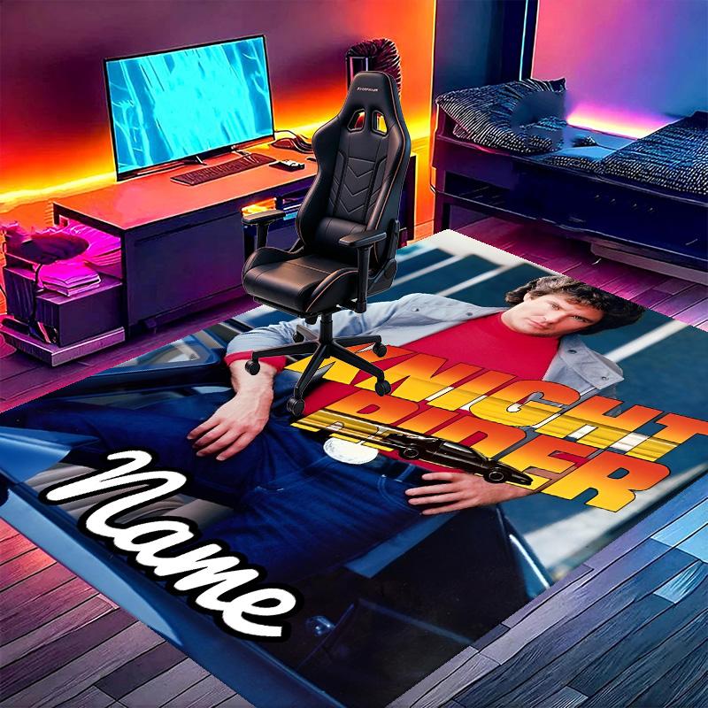Custom Name Personalized Knight Rider Print Carpet, Versatile Home Decor Rug, for Playroom, Apartment, Balcony, Entryway, Hallway Gift