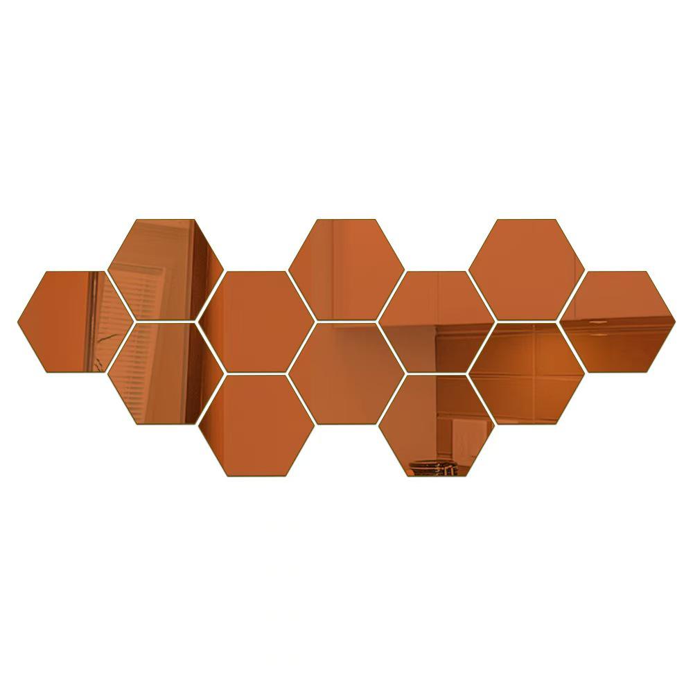 Self-Adhesive Hexagonal Acrylic 3D Mirror Wall Stickers for Living Room and Bedroom Decor