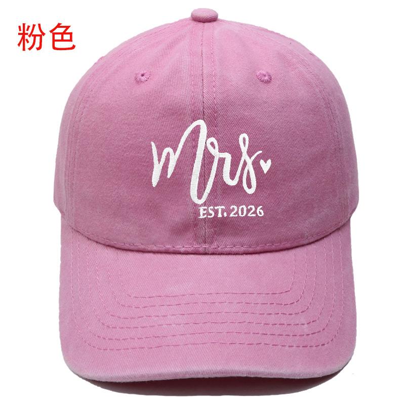 Popular Mr. Mrs. Embroidered Baseball Cap Washed Retro Male and Female Couples Casual Outdoor Sun Hat
