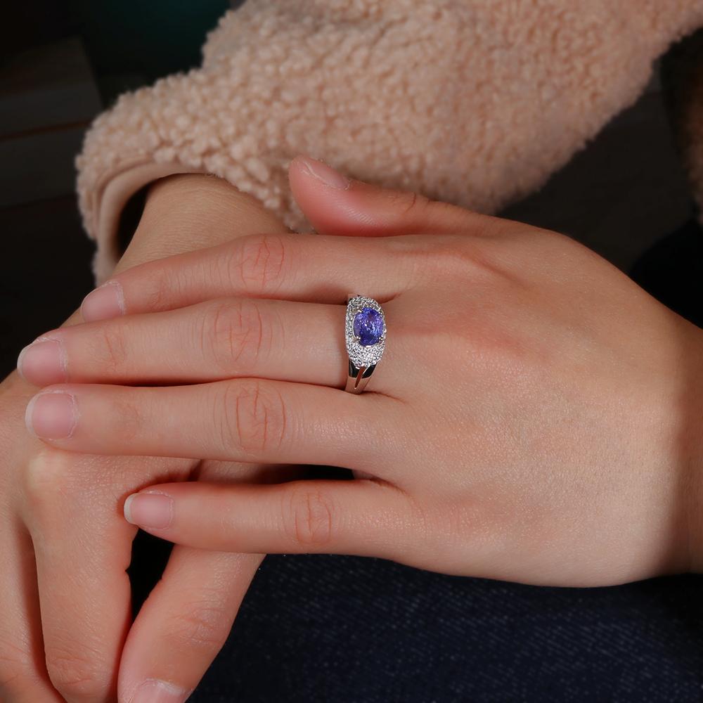 Precious Rare Natural blue Tanzanite Ring Earrings Set Real Gemstone Silver jewelry Women's anniversary & wedding gift