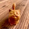 Small Wood Carving Cat Tiny Cute Animal Miniatures Gift Miniature Desk Animal Decoration