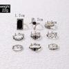 New European and American Vintage Black Gemstone Set Nine-piece Ring Set Geometric Snake-shaped Crown Leaf Ring Set