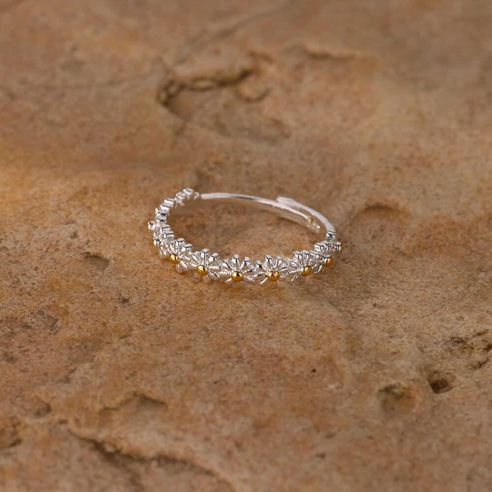 Daisy Blume Ringe für Frauen Silber Farbe Edelstahl Ring Paar Floral Band Hochzeit Braut Erklärung Schmuck anillos mujer