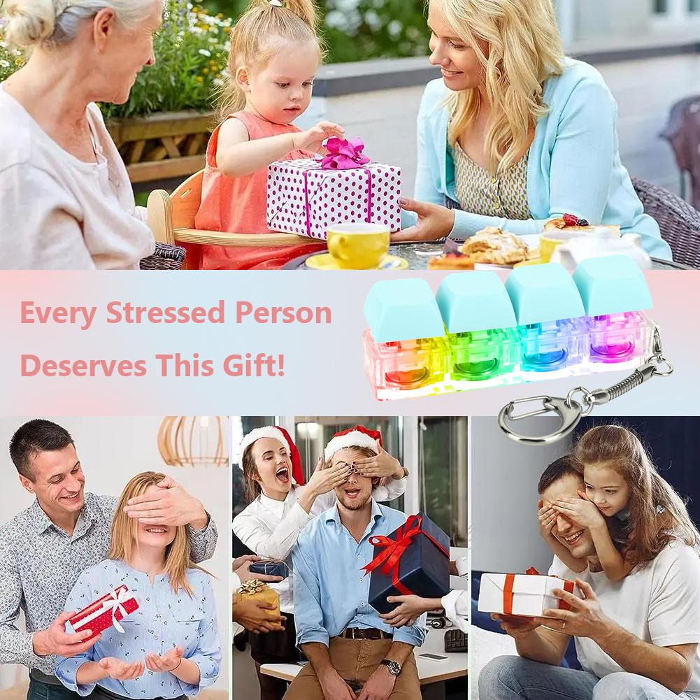 Button Keycap Fidget Keychain Toys 4 Keys Mechanical Keyboard Axis Tester DIY Keycaps Office Stress Relief Toy Adult Kids Gifts