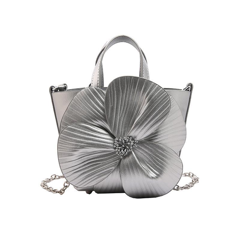 Cute Small Bucket Bag With 3d Flower Embellishments For Daily Use