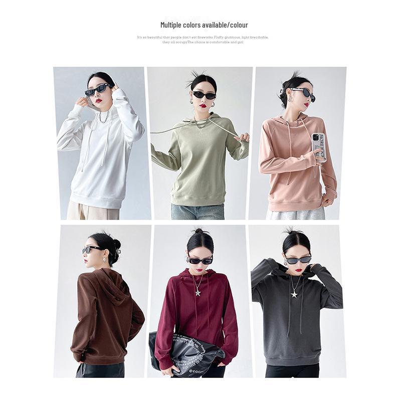 Women's Long-Sleeve Drawstring Hooded Sweatshirt - New Slim Style for Spring and Autumn, Great As Layer or Outerwear