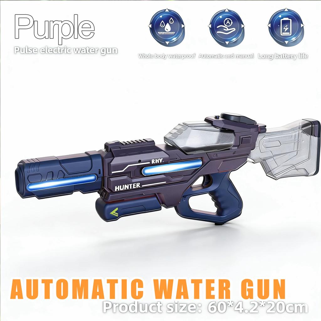 Electric Water Gun Pulse Continuous Firing Watergun Large Capacity Squirt Gun Integrated Manual And Automatic Water Gun Pool Toy