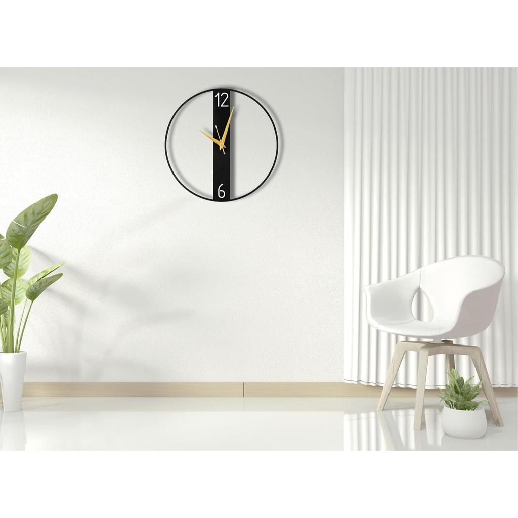 Ceas de Perete pentru Living, Dormitor, Camera Copiilor și Bucătărie | (40 X 40 CM) | Decor Elegant și Modern pentru Casă | Culoare Neagră (Baterie inclusă)