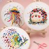 New Diy Handmade Embroidery Material Bag, European Abstract Animal Peacock Hedgehog, Needle And Thread Set