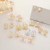 Niche Design Pearl & Zircon Butterfly and Clover Stud Earrings with S925 Silver Needle