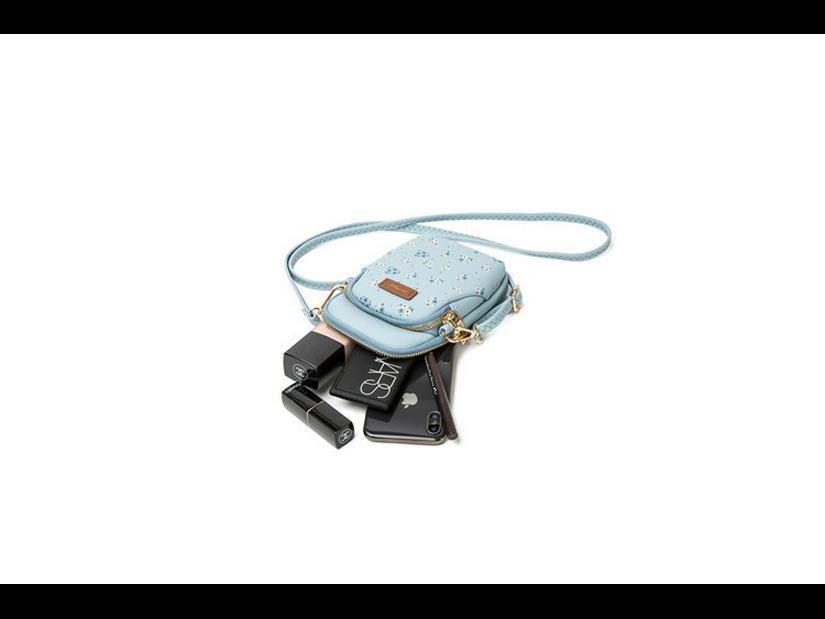 Borsa a tracolla coreana da donna con motivo floreale, doppia zip e grande capacità - Trendy per studenti