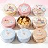 1pcs Cartoon Storage Box Empty Iron Box Large Round Tin Box for Candy Baking Cookies Packaging Kitchen Storage Container