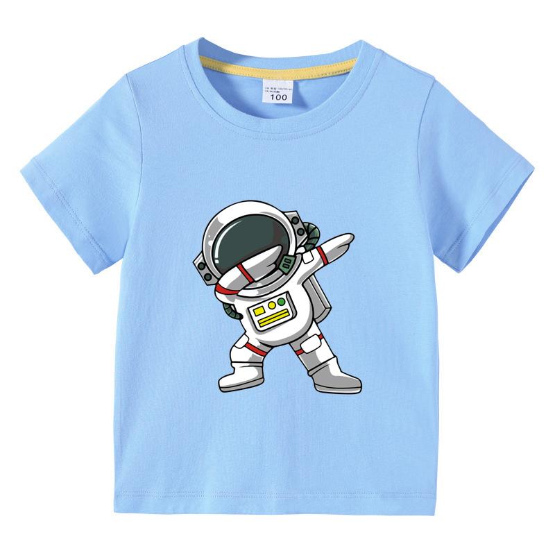 2025 New Kids Clothing Fashion Spaceman Graphic Short Sleeve T-Shirt 3-10Years Children Boy O-Neck Tops Tee Kids Summer Clothes