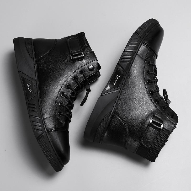 Fashion High-quality Fashion High Top Men's Leather Boots British Style Platform Boots for Men Soft Soled Men's Boots Resistant Shoes