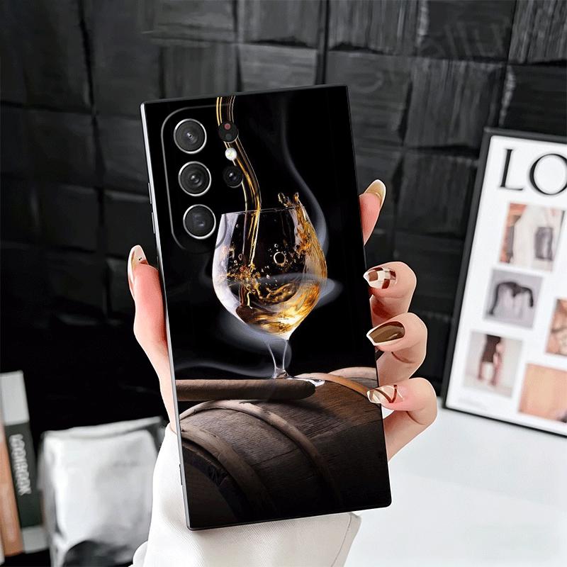 

Мягкий чехол для телефона с изображением сигары, виски и льда для Samsung Galaxy S26 S25 Edge S24 Ultra S23 Plus S22 S21 FE S20 Черная задняя крышка Samsung S26