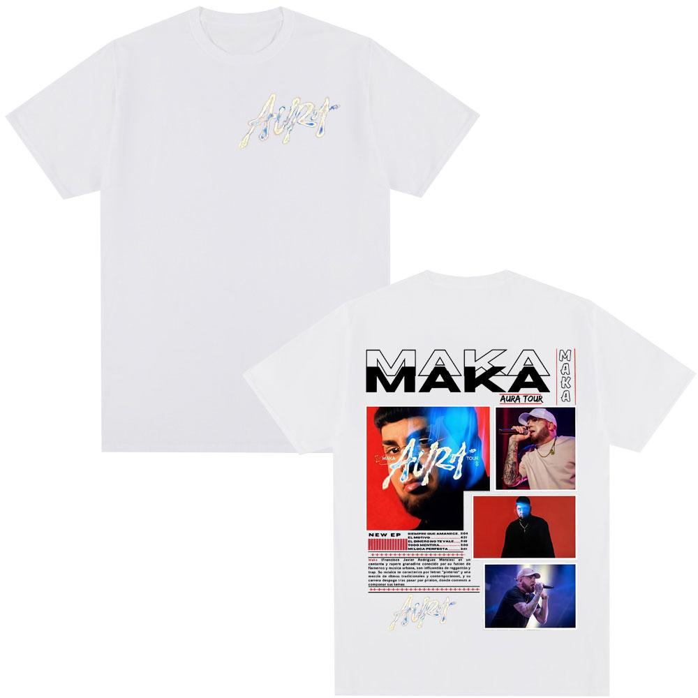 Rap Singer Maka Aura Tour Album Tshirt 2026New Hot Selling Mens Womens Fashion Retro Street Casual Cotton Tshirt Street Wear