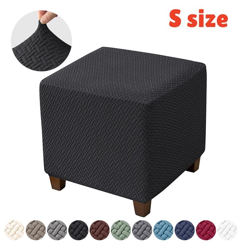 Jacquard Stretch Ottoman Cover S/M 2 Size Living Room Sofa Footrest Stool Slipcover Anti-scratch Pouf Covers Home Decoration