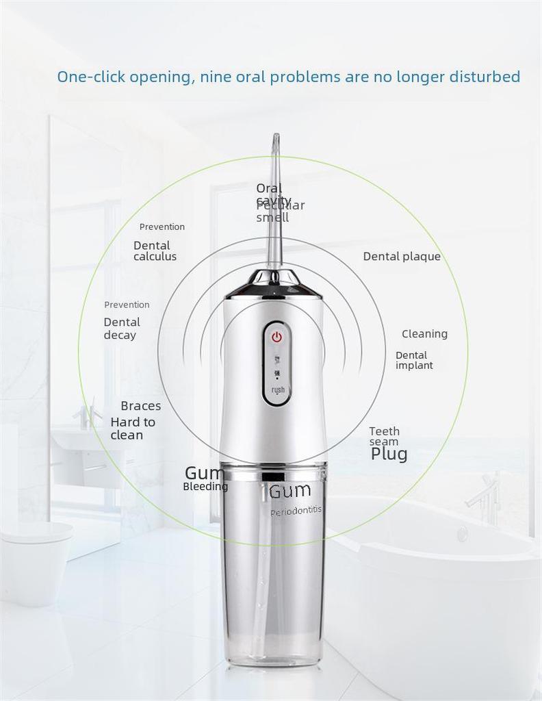 Smart Waterproof Electric Water Flosser for Fresh Breath, Portable Teeth Cleaner with Purple Light