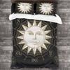 Retro Sun and Moon Duvet Cover Set with 2 Pillowcase Quilt Cover King Queen Size Polyester Comforter Cover for Kids Teens Boys