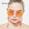 Fashion Rimless Sun Moon Sunglasses Women Candy Colors Smiling Face Gradient Shades Men UV400