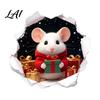 Removable Holiday Room Accents 3D Hole Illusion Christmas Mouse Wall Sticker Peel And Stick Waterproof PVC Home Window Decorations Decal for