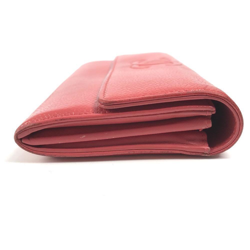 Chanel CC CC Mark Logo Long Wallet Flap Long Wallet Caviar Leather RedBased
