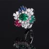 Ring Schwerindustrie Übertriebene Farbe Zirkon Blume Retro Schmuck Intarsien Damenmode