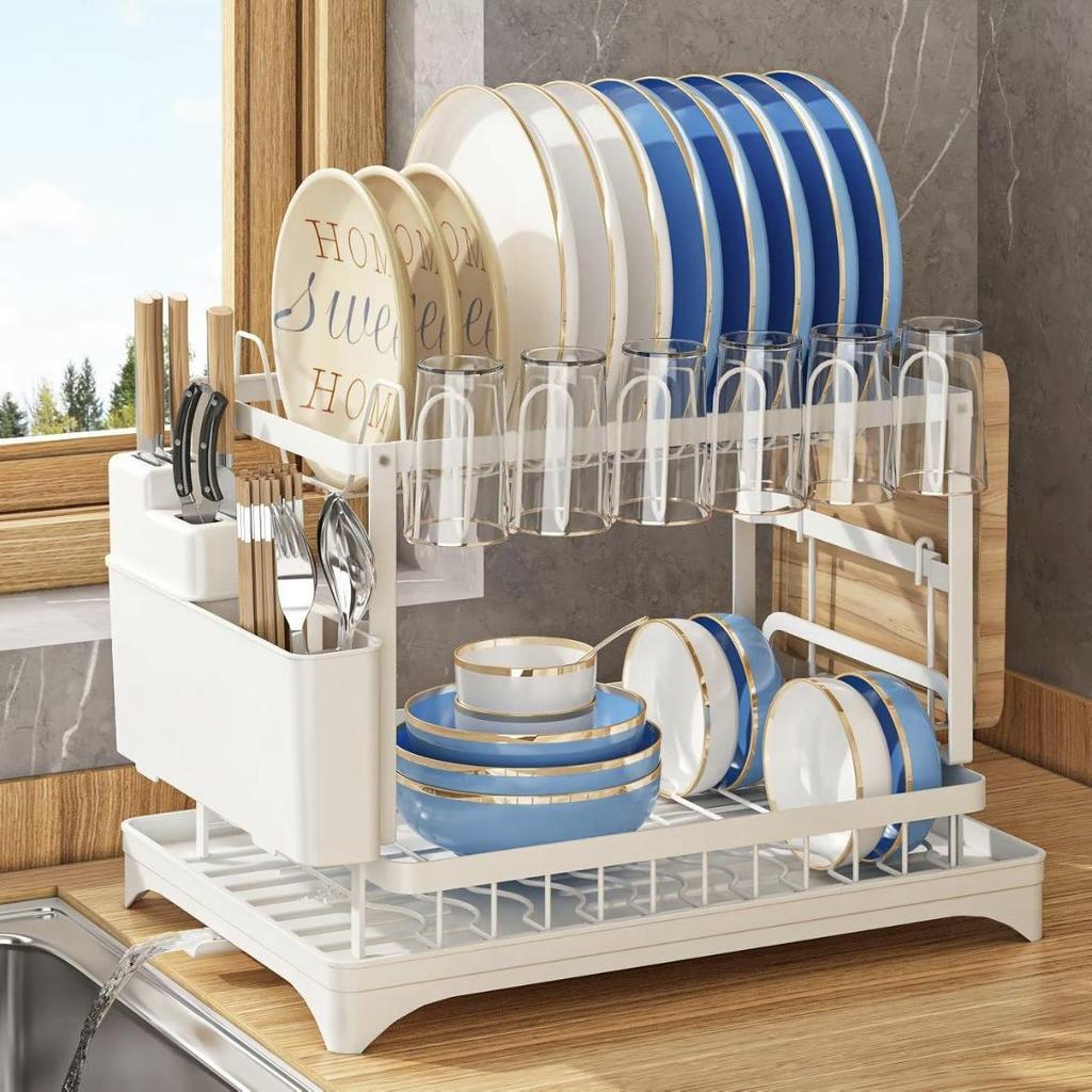 Cross-border Kitchen Dish Rack Set: Bowl, Plate, Knife & Chopstick Holder with Cutting Board Rack & Drip Tray