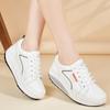 Women's Sneakers Height Increase White Leather Platform Casual Simple Thick Sole Elevator Shake Shoes for Students