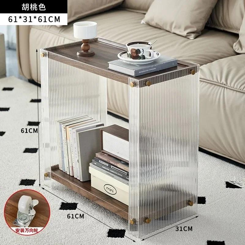 Transparent Acrylic Coffee Table, Double Layered Tea Table, Large Capacity Storage Rack, Living Room Side Table,Nordic Furniture