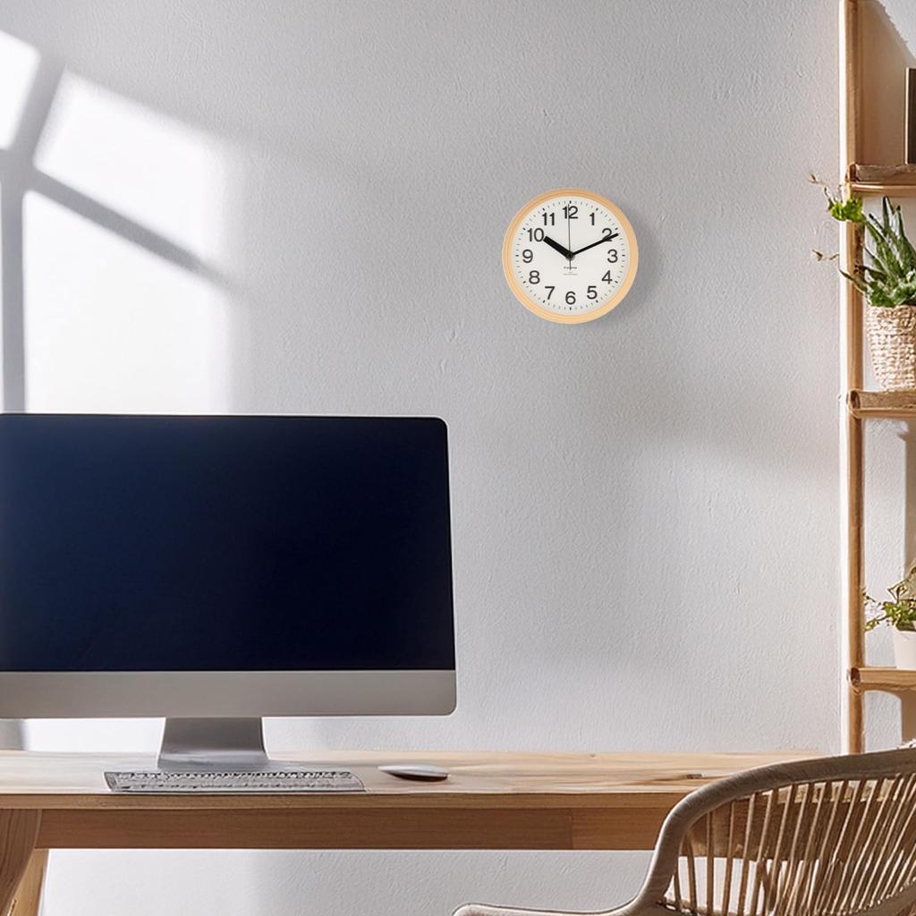 Formia HIC-007RC-N Wanduhr, Funkgesteuert, 18 cm Durchmesser, Natur, Schlichtes Design, Café-Stil, Sekundenzeiger stoppt nachts