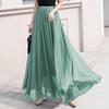 Women's European & American Chiffon High Waist Long Skirt - Solid Color, Spring/Summer Collection.