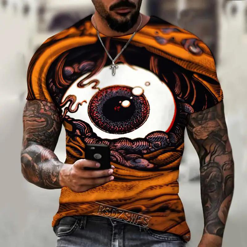 Summer new men s T-shirt 3D printed T-shirt God s Eye mysterious space short sleeved fashion trend plus size top XL