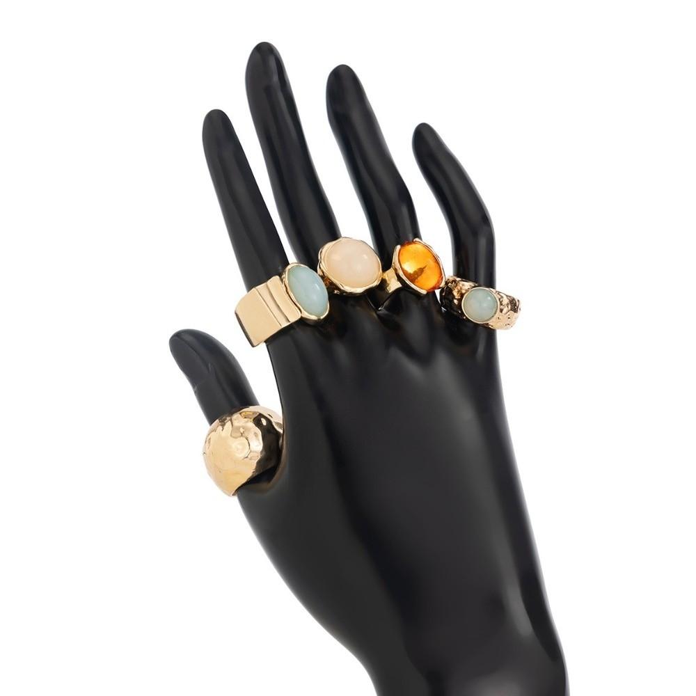 5pcs/7pcs Stackable Chunky Smooth Rings Irregular Retro Metal Ring  Matchable Jewelry