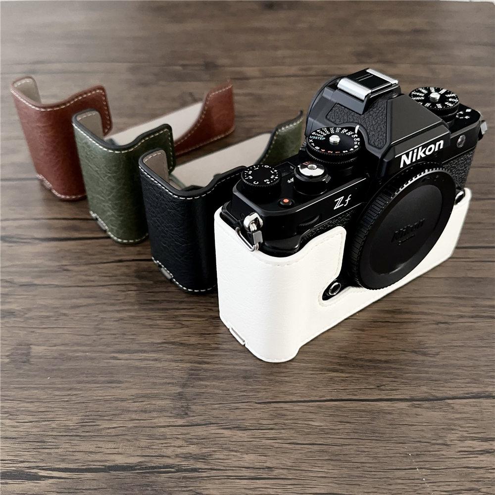 Mezza custodia in pelle PU per fotocamera per Nikon Zf ZF Apertura batteria Coperchio inferiore