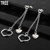 925 Sterling Silver Sweet And Cool Double Heart Tassel Earrings - Stylish Evening Jewelry