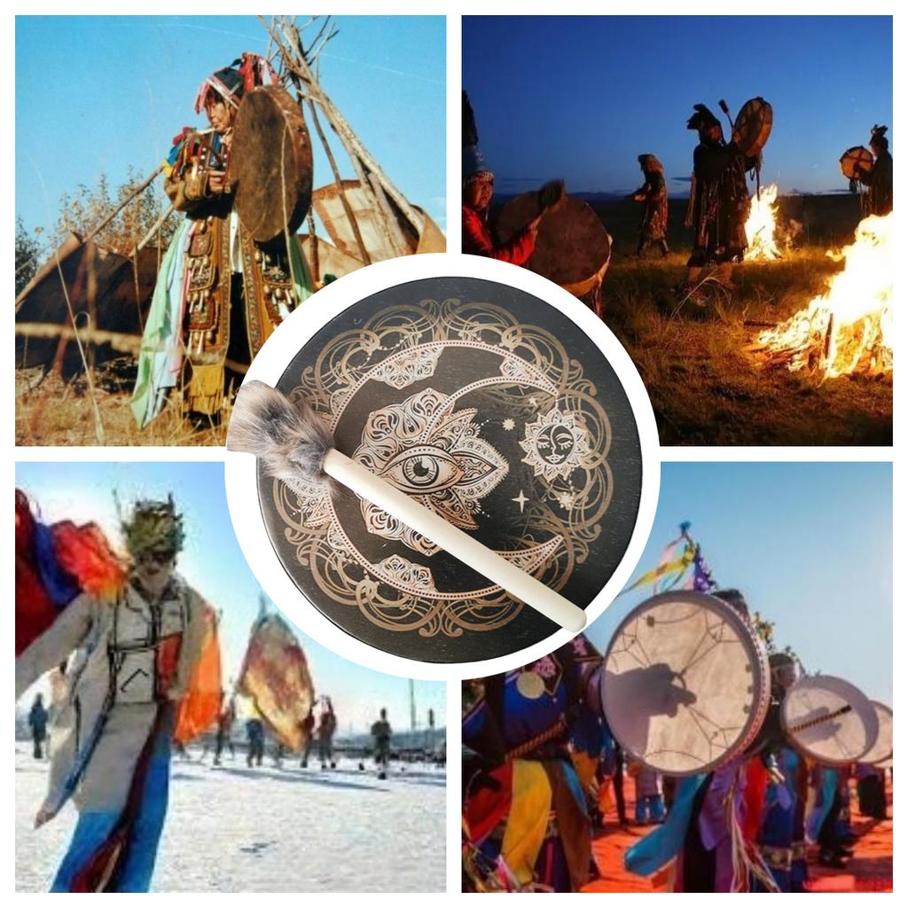25CM Shaman Drum with Beater Sound Healing Tool Meditation Music Percussion Instrument For Spiritual Music,Reflection Meditation