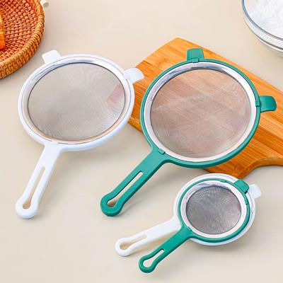 304 Stainless Steel Fine Mesh Flour Sieve Reusable Colander Residue Filter Spoon Detachable Strainer Skimmer Spoon Kitchen Tools