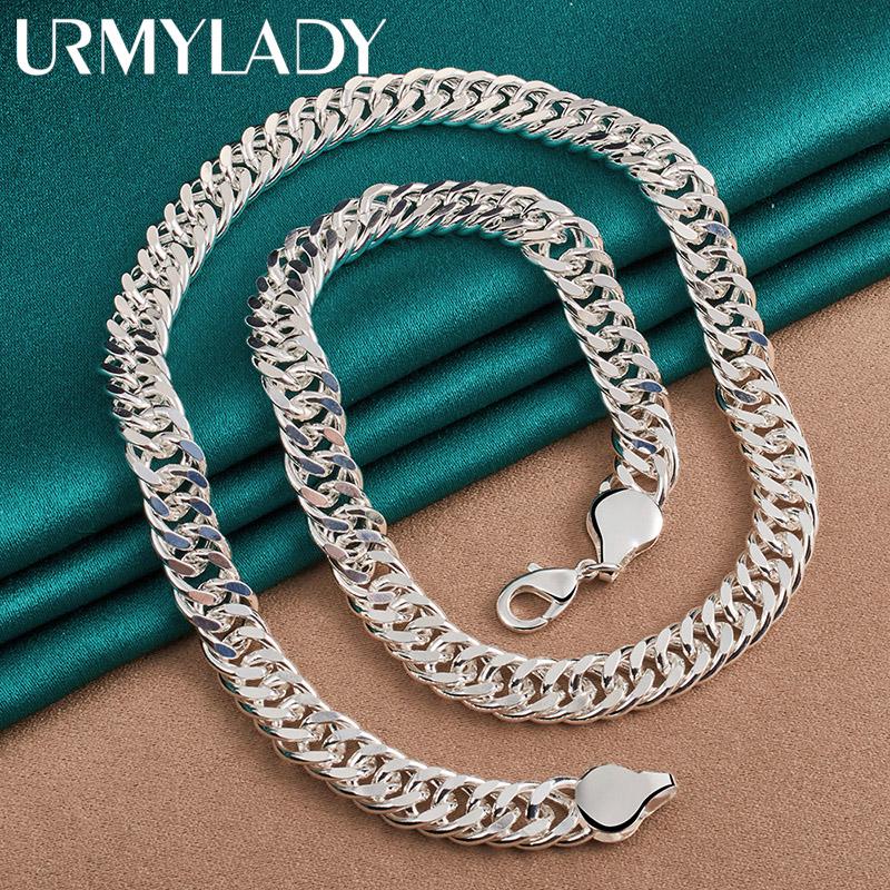 925 Sterling Silver Exquisite 10MM Side Chain Men Necklace Wedding Party Charm For Women Jewelry
