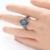 Bohemian Style Horse Eye Shaped Synthetic Turquoise Ring for Women Fashion Elegant Festival Vacation Jewelry Accessories Crafts