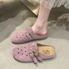 Summer flat-bottomed casual bag head hole shoes breathable half slippers women's shoes simple and versatile and comfortable one-pedal beach drag