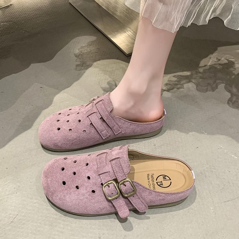 Summer flat-bottomed casual bag head hole shoes breathable half slippers women's shoes simple and versatile and comfortable one-pedal beach drag
