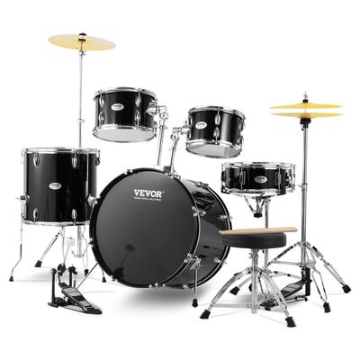 Adult Drum Set, 5-Piece, 22 Inches Complete Full Size Drum Kit with Bass Toms Snare Floor Drum Adjustable Throne Stands Cymbal Hi-Hat Pedal and