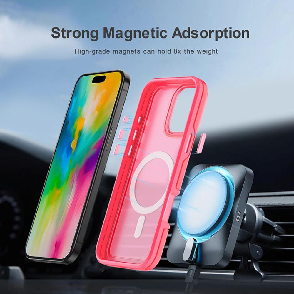 Fashion Armor Magnetic Charging Protect Cover For IPhone 17 Pro Max Air 16 15 14 Plus 13 12 Frosting Clear Anti-Drop Phone Case