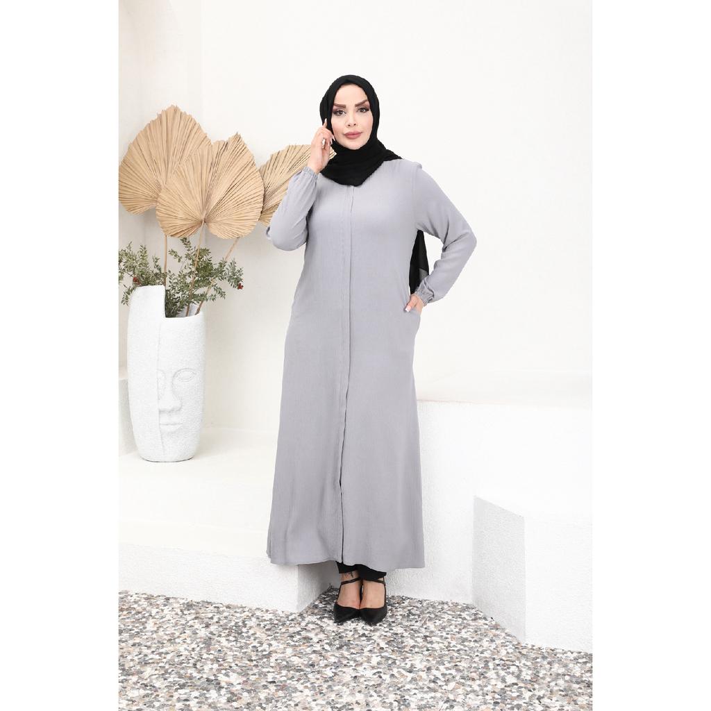 Abaya simplă zilnică de lungime întreagă, cu plăcuță ascunsă