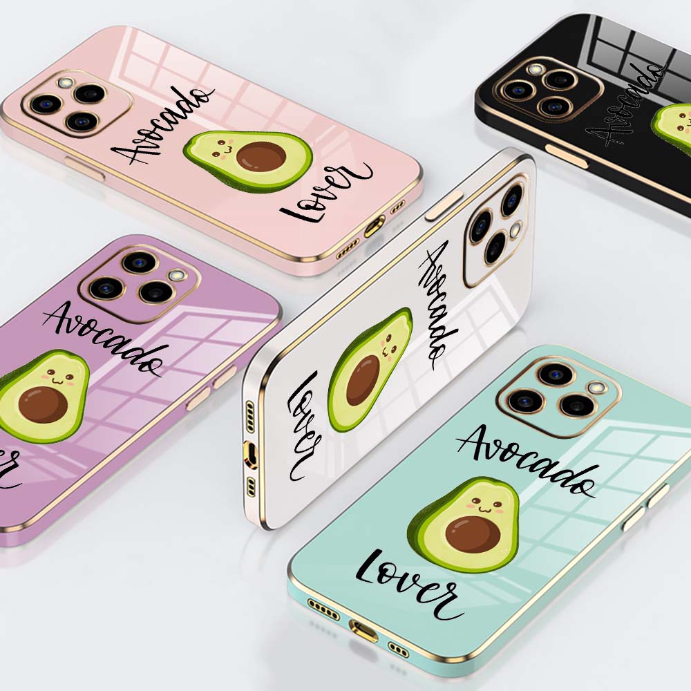 

N3 авокадо арт-дизайн с золотым покрытием края Мягкий чехол для телефона из ТПУ для Samsung S23 A14 A34 A54 Huawei Honor 90 противоударная задняя крышка