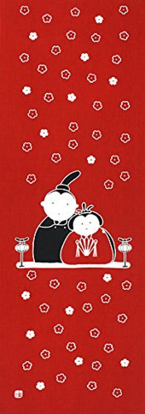 

Dyeing Anbo Hand Towel Authentic Made in 35cm x 100cm Nestling Dolls Red, Dyed, 100% Cotton, Tokuoka, Japan,