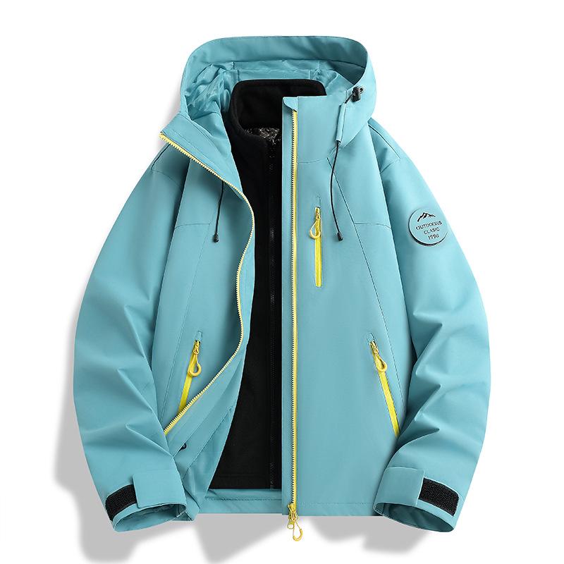 Unisex Outdoor 3-in-1 Jacket: Windproof, Waterproof, High-End Outerwear with Detachable Set and Custom Logo Printing