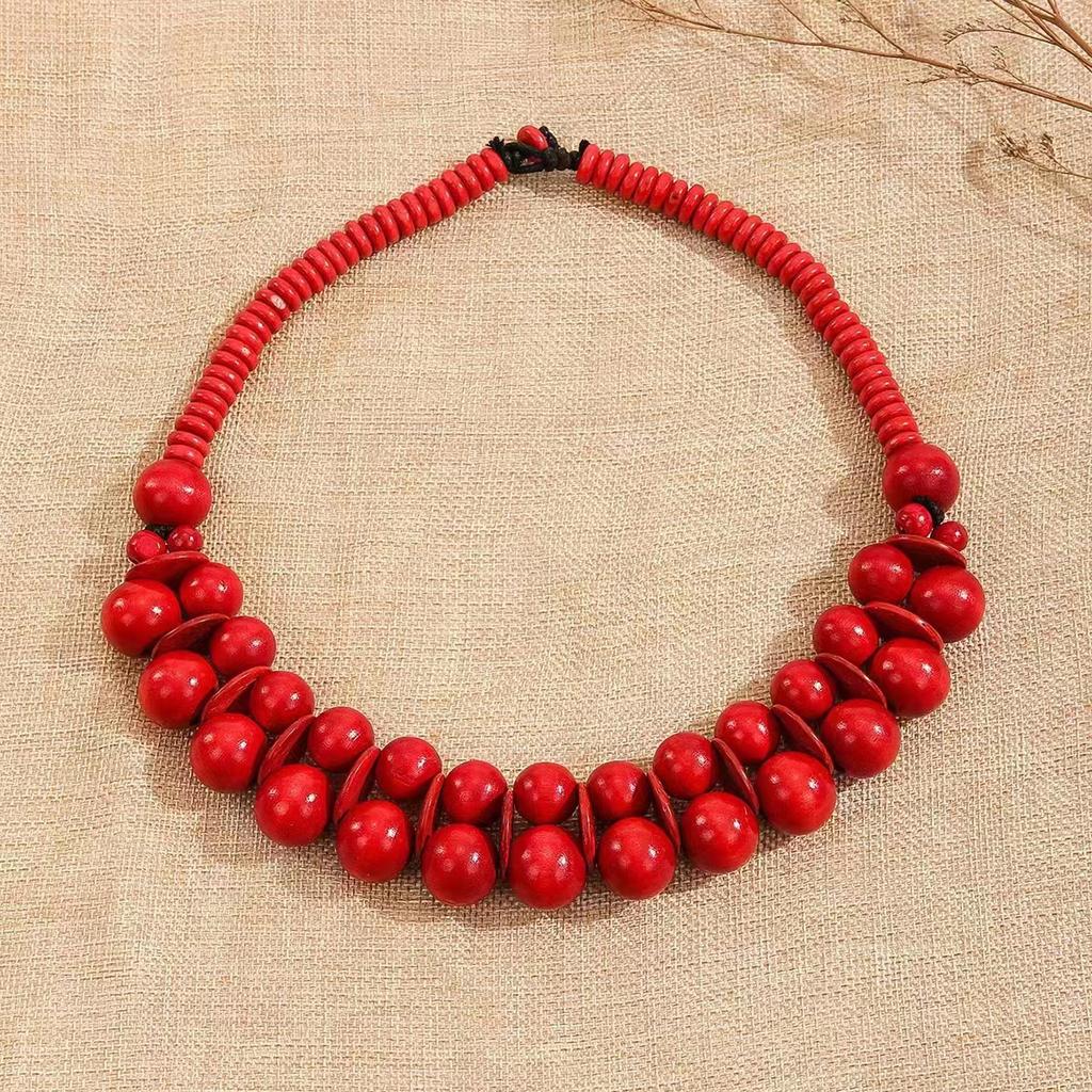 JMXD-Exotic, Bohemian Vintage Sweater Chain Long Necklace, Wood Bead String